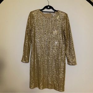 Gold sequin long sleeve dress